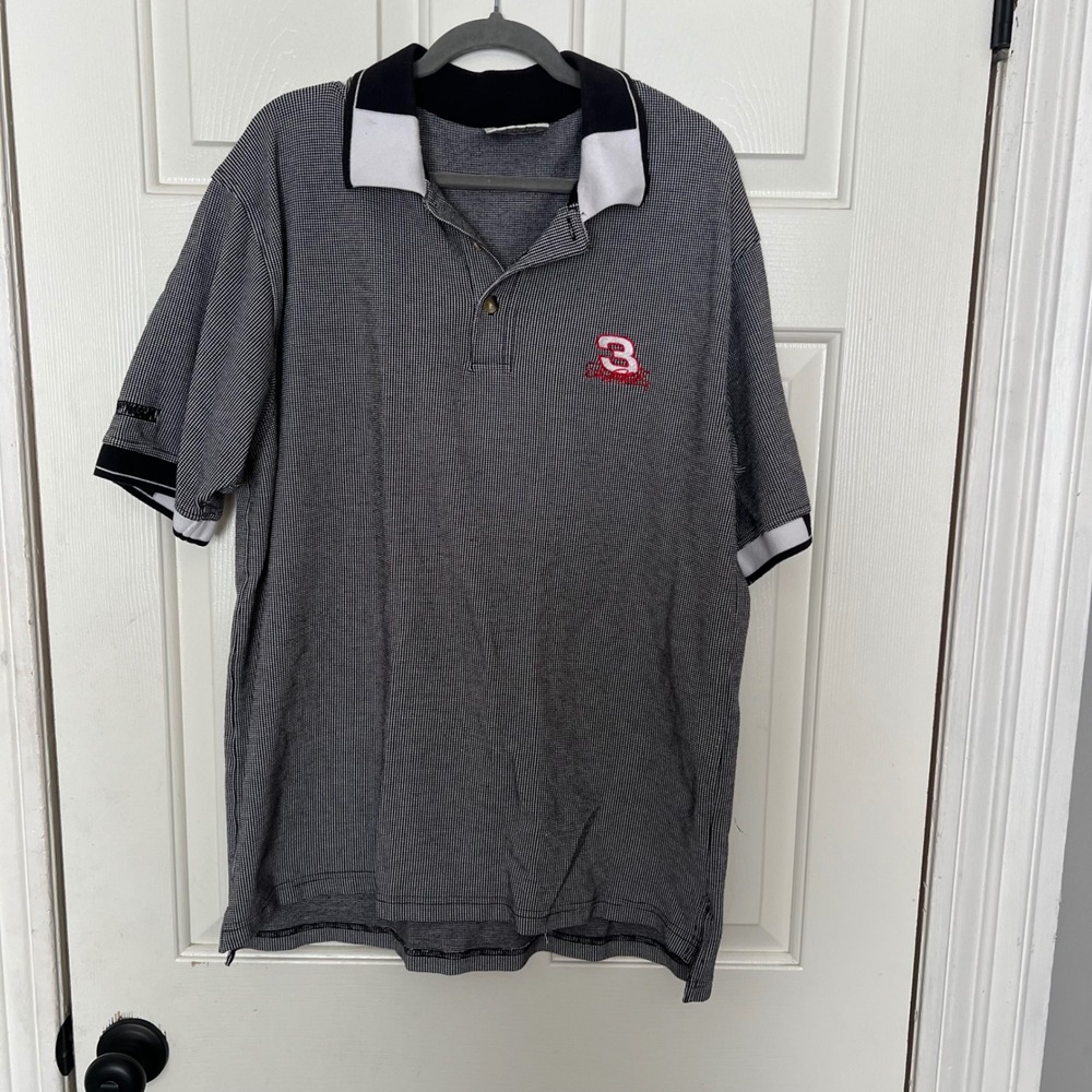 Chase Authentics Dale Earnhardt Sr 3 NASCAR Polo Shirt Mens Large Black White